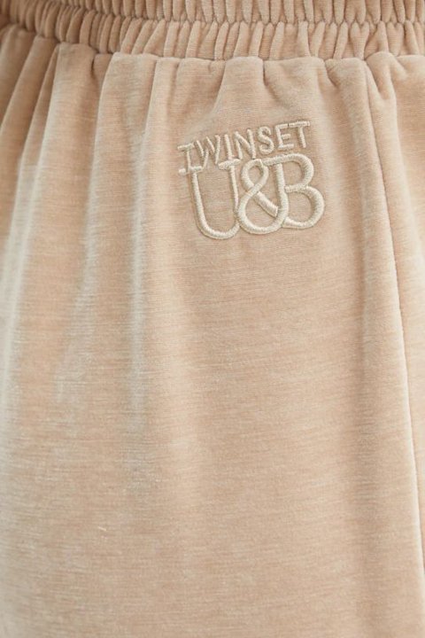 Pantaloni tuta in velluto twinset a zampa