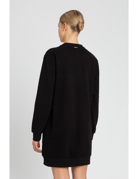Abito girocollo nero con dettaglio collana di perle Twinset Felpato