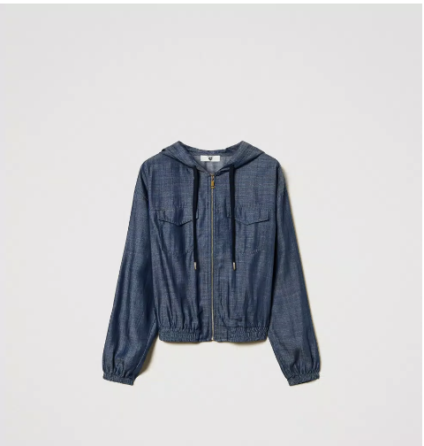 FELPA CON ZIP IN CHAMBRAY twinset FELPA CAPPUCCIO E ZIP