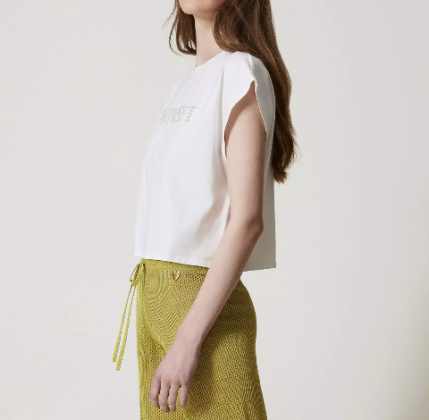maglia con perle logata twinset t-shirt