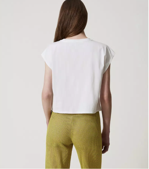 maglia con perle logata twinset t-shirt