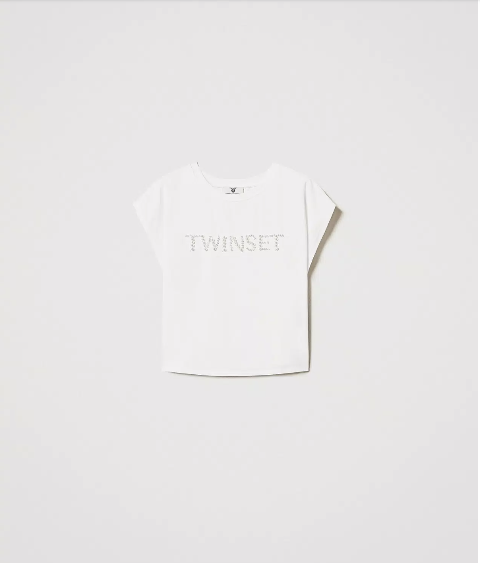 maglia con perle logata twinset t-shirt