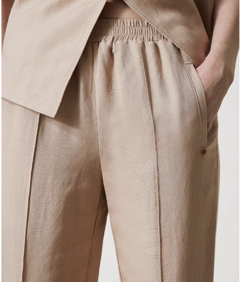 pantaloni in misto lino twinset pantalone a sigaretta