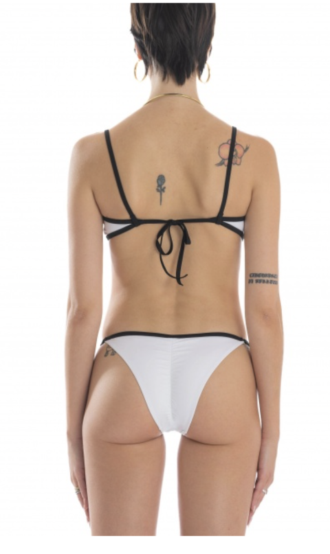 Bikini fascia con imbottitura estraibile in lycra tinta unita con applicazione Palma. poisson damour BIKINI FASCIA