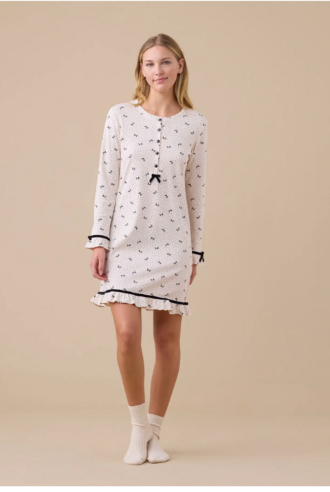 Camicia da notte cinque bottoni caldo cotone Noidinotte manica lunga 5 bottoni