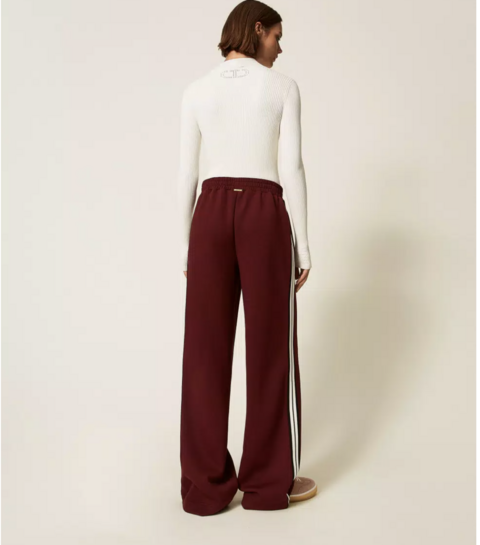 Pantaloni ampi in tessuto scuba della TWIN SET CON BANDE LATERALI twinset a palazzo