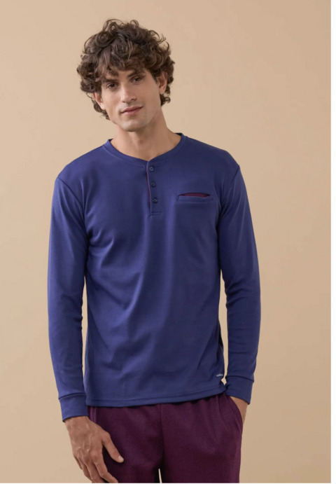 Pigiama uomo Caldo Cotone pantalone Spighettato Noidinotte manica lunga tre bottoni con polsini art fc3131