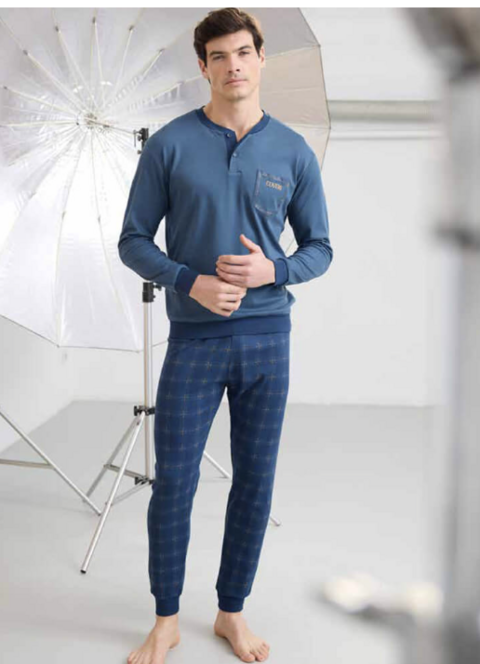Pigiama uomo enrico coveri in caldo cotone enrico coveri pigiama uomo caldo cotone manica lunga pantalone lungo