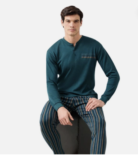 Pigiama uomo enrico coveri in caldo cotone enrico coveri pigiama uomo caldo cotone manica lunga pantalone lungo