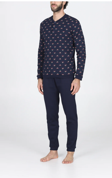 Pigiama uomo interlock genova Natale julipet pigiama uomo caldo cotone manica lunga pantalone lungo