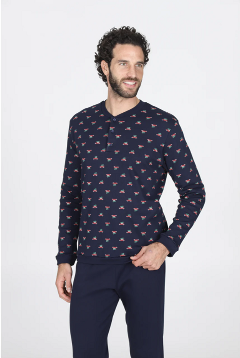Pigiama uomo interlock genova Natale julipet pigiama uomo caldo cotone manica lunga pantalone lungo