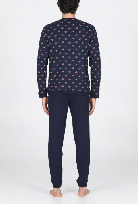 Pigiama uomo interlock genova Natale julipet pigiama uomo caldo cotone manica lunga pantalone lungo