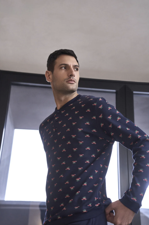 Pigiama uomo interlock genova Natale julipet pigiama uomo caldo cotone manica lunga pantalone lungo