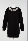 Abito girocollo nero con dettaglio collana di perle Twinset Felpato