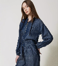 FELPA CON ZIP IN CHAMBRAY TWIN SET FELPA CAPPUCCIO E ZIP