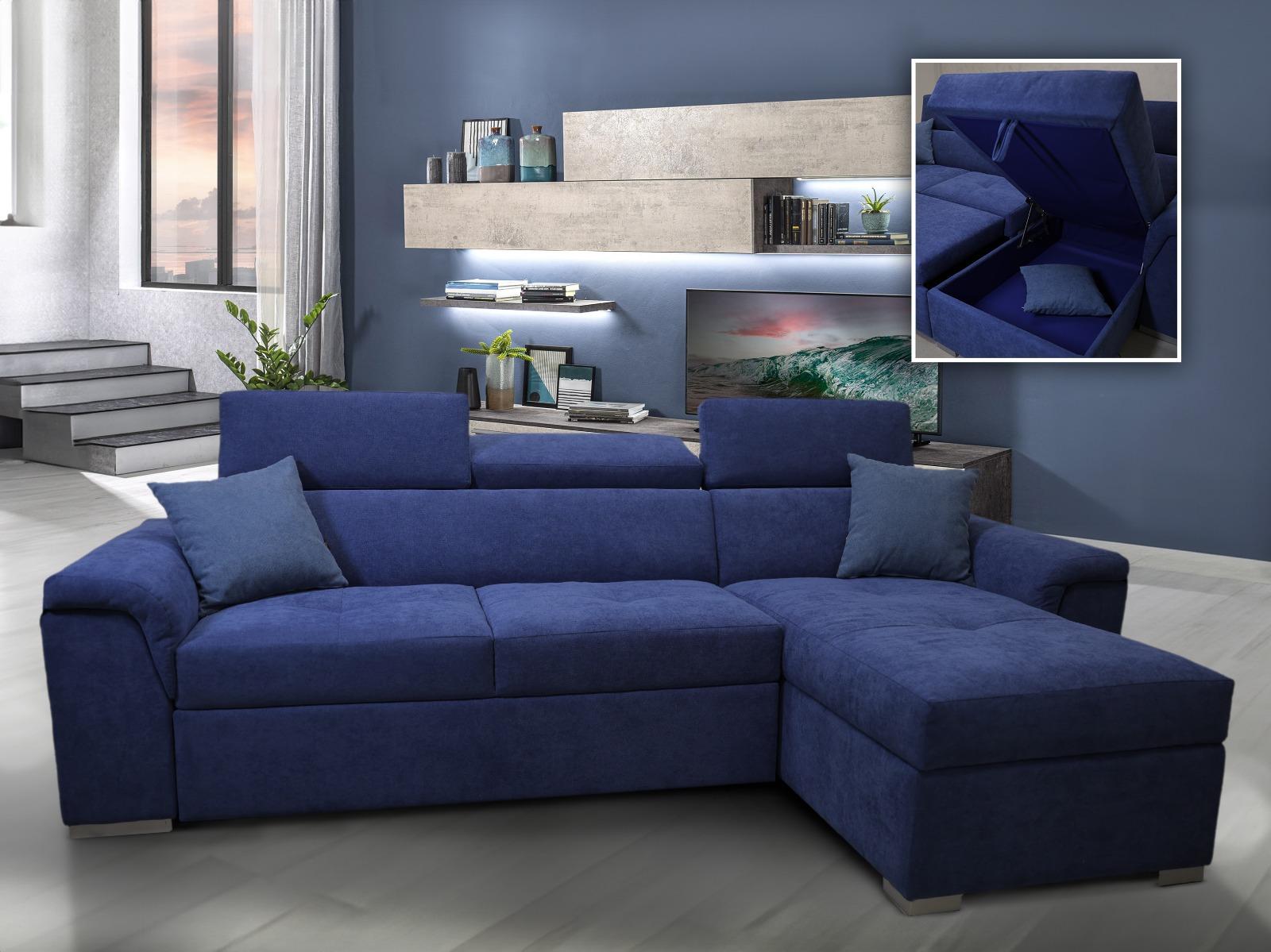 Divano letto con penisola contenitore reversibile