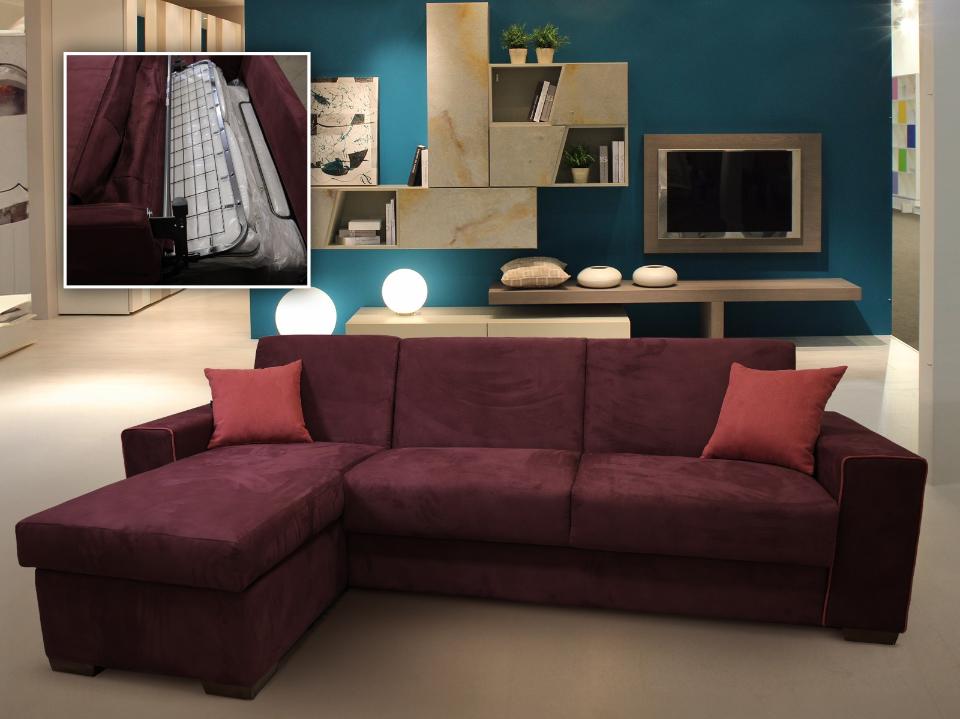 Divano letto con penisola contenitore reversibile
