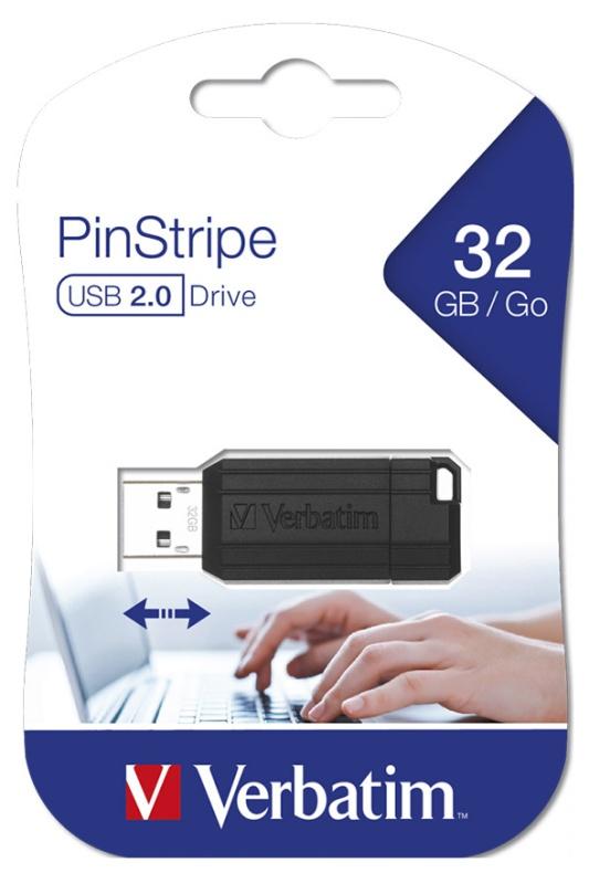 VERBATIM CHIAVETTA USB 32GB 2.0 PIN-STRIPE BLACK Verbatim (distr.Erto)