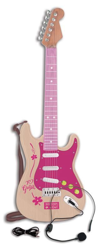 Chitarra elettronica con microfono e ingresso audio MP3. (Pink) -Fender Style- bontempi