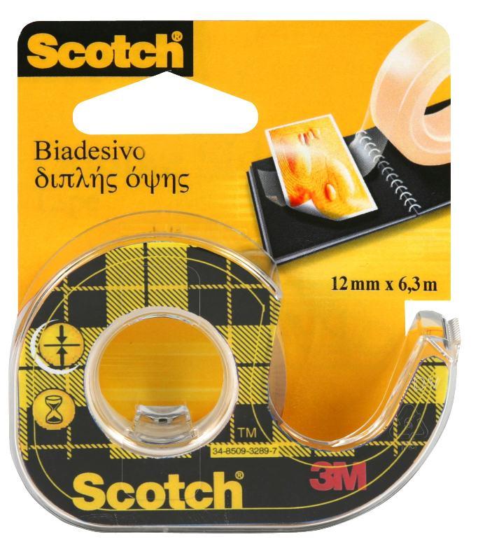 Scotch Nastro biadesivo trasparente 665- rotolo 12mm x 6.3m. Confezione da 8 rotoli 3m