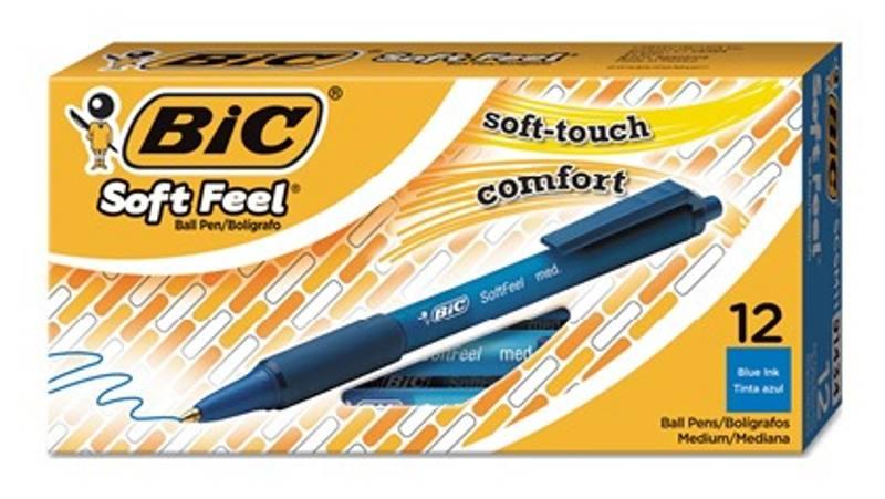 Penna a sfera a scatto soft feel blu con grip bic