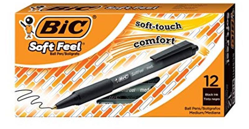 Penna a sfera a scatto soft feel colore nero con grip bic