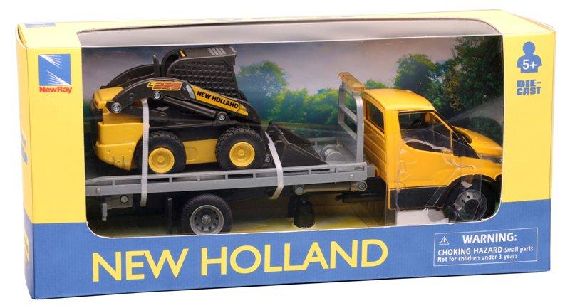 1/36 IVECO DAILY ROLL-OFF WITH NEW HOLLAND FARM TRACTOR T6, SKID STREER L228,B110C new-ray