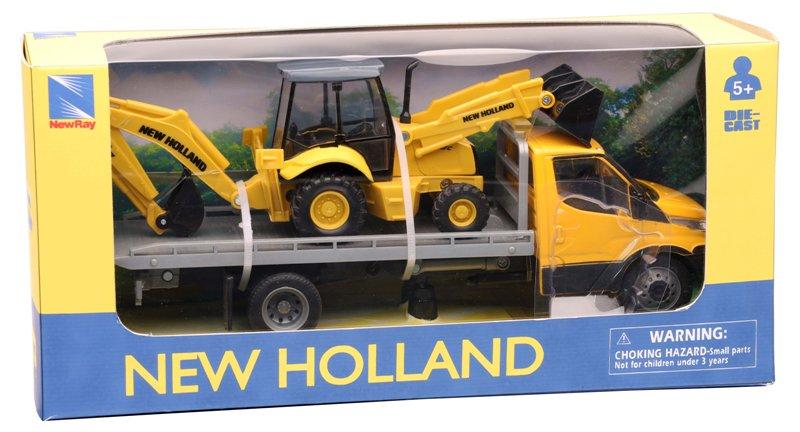 1/36 IVECO DAILY ROLL-OFF WITH NEW HOLLAND FARM TRACTOR T6, SKID STREER L228,B110C new-ray