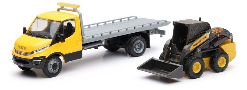 1/36 IVECO DAILY ROLL-OFF WITH NEW HOLLAND FARM TRACTOR T6, SKID STREER L228,B110C new-ray