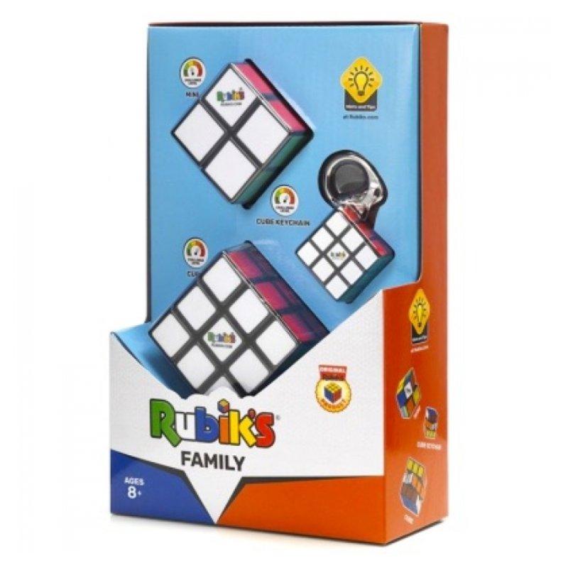 RUBIK'S Il Cubo, Family confezione regalo 3x3 + 2x2 + 3x3 portachiavi spin-master