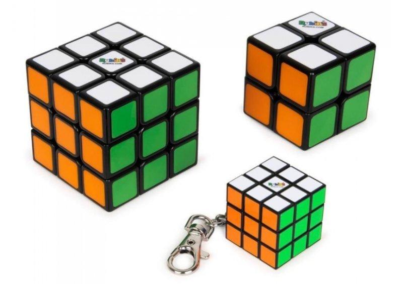 RUBIK'S Il Cubo, Family confezione regalo 3x3 + 2x2 + 3x3 portachiavi spin-master