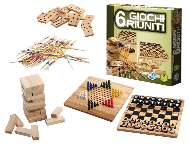 EG classici 6 Giochi riuniti in Legno spin-master