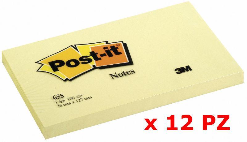 blocchetti Post-it Giallo Canary 76x127 mm 100 FF - Conf. da 12 3m