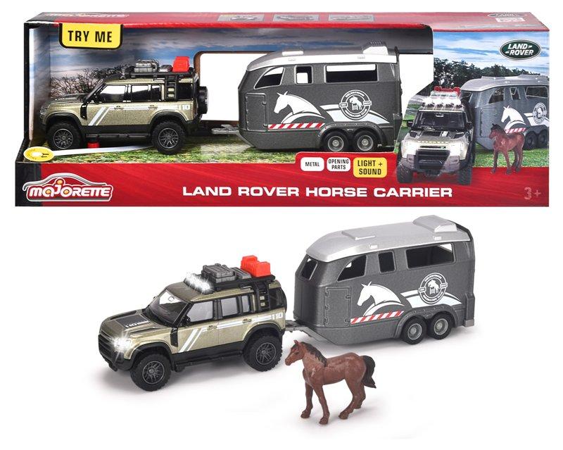 Majorette Grand Series Land Rover + rimorchio per cavalli, luci e suoni, cm.25 Simba