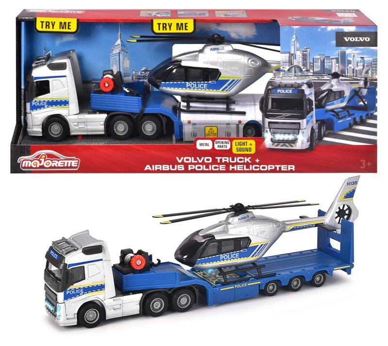 Majorette Grand Series Volvo FH-16 Camion Police + elicottero, luci e suoni, cm.35 Simba