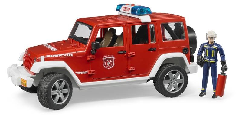 Jeep Wrangler Unlimited Rubicon Pompieri, luci e suono e pompiere bruder