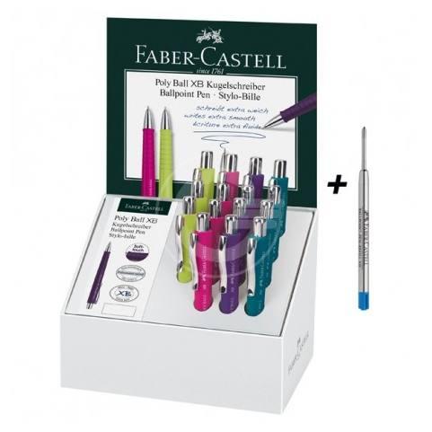 Penna a sfera colori assortiti - espositore da 15 pezzi - la confezione include anche una ricarica faber-castell