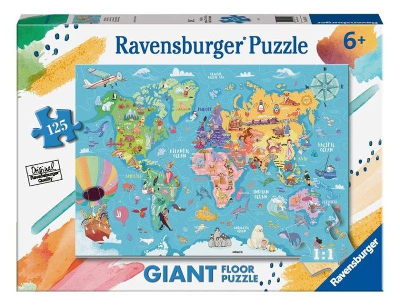 Puzzle 125 Giant Pavimento Mappa del mondo ravensburger