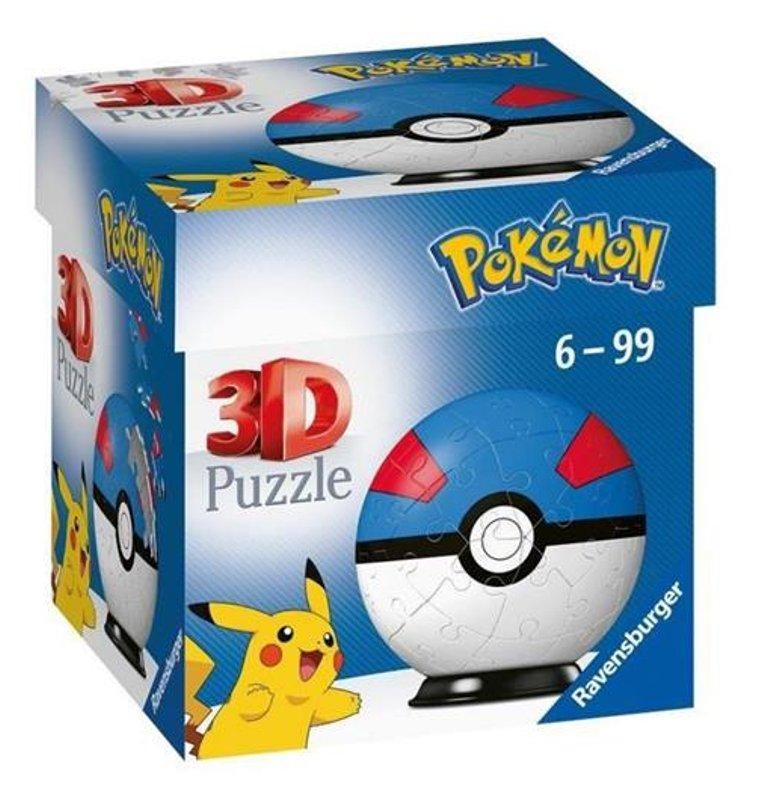 3D Puzzleball 54 PZ Pokeball blu ravensburger