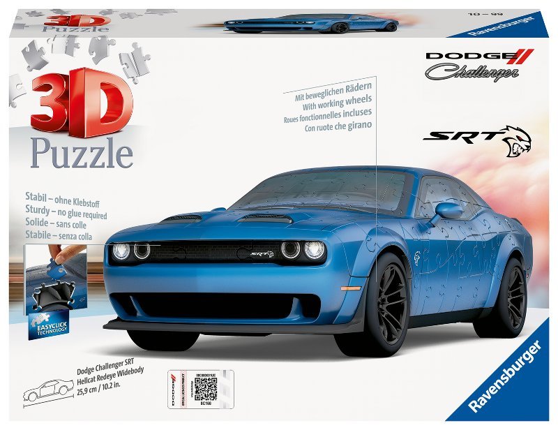 Puzzle 3D Dodge Challenger Hellcat Blu ravensburger