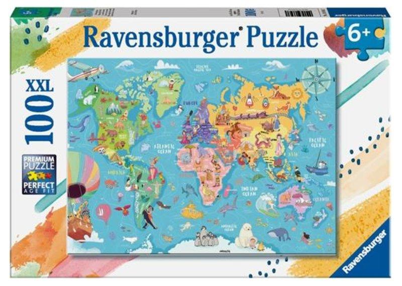 Puzzle 100 pz Mappa del mondo ravensburger