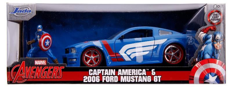 Marvel Captain America 2006 Ford Mustang GT in scala 1:24 die-cast con personaggio di Captain America in die cast Simba