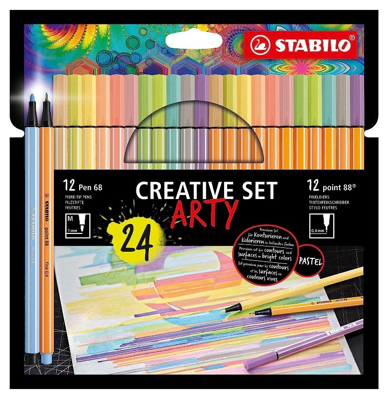 STABILO creative set ARTY astuccio in cartone da 12 Pen 68 e 12 point 88 stabilo