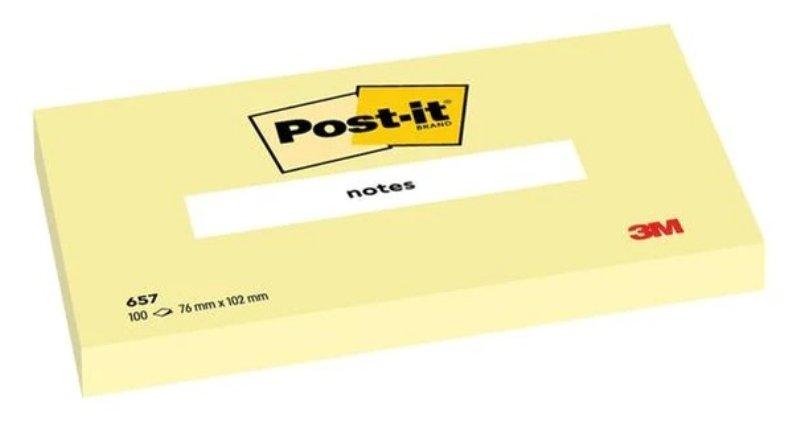 POST-IT 76X102 GIALLO 657 - blocchetti Post-it Giallo Canary 76x102 mm 100FF conf da 12 pz 3m