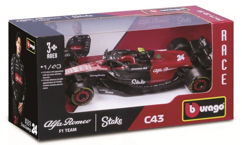 1/43 RACE - Alfa Romeo F1 Team Stake C43 (2023) #24 (Zhou Guanyu) bburago