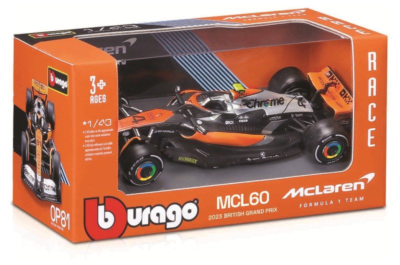 1/43 RACE - McLaren F1 Team MCL60 (2023) - #4 (Lando Norris) bburago