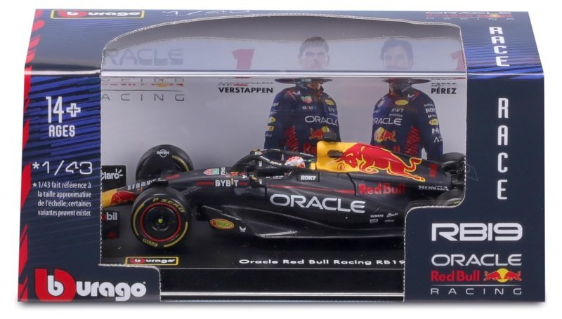 1/43 RACE - Red Bull Racing RB19 (2023) (w/ helmet) #1 (Max Verstappen) bburago