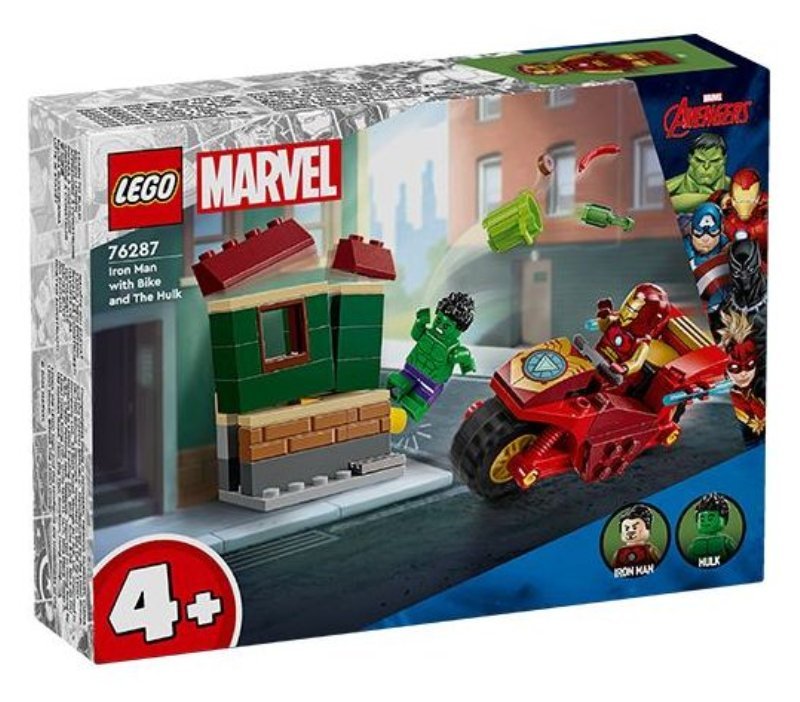 Iron Man con moto e The Hulk lego