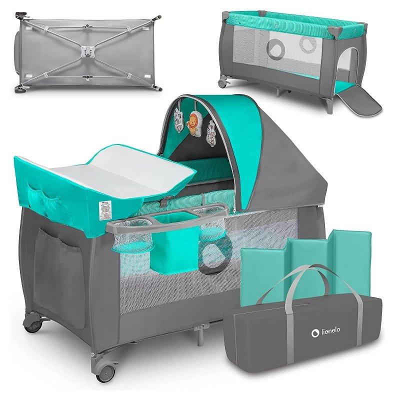 Baby crib Sven (LO-SVEN PLUS TURQUOISE/GREY) BrandLine Group SPZOO (Lionelo)