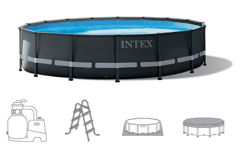 PISCINA ULTRA XTR FRAME 488X122 CM POMPA A SABBIA, SCALETTA DOPPIA, TELO BASE, COPERTURA Intex (gonfiabile)